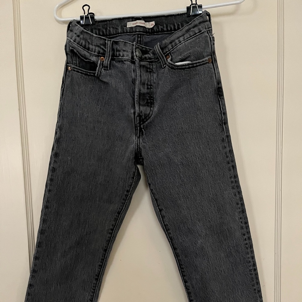Levi's Womens Button Fly Wedgie Straight Denim Light Gray Jeans_Size 26